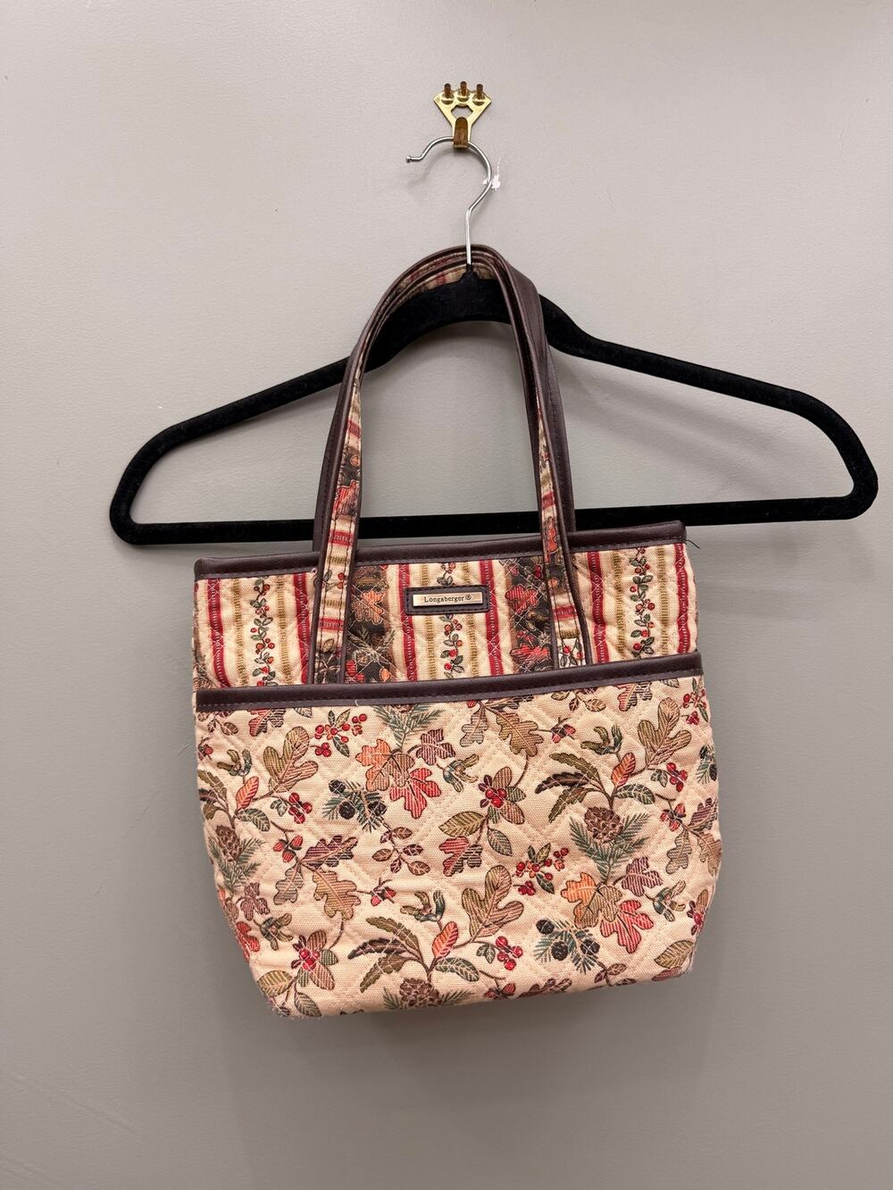 Longaberger Quilted Fall Botanical Tote Bag Cottagecore Grandmillennial